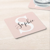 Monogramm Pastell mit Personalisiertem modernen Na Rechteckiger Pappuntersetzer (angewinkelt)