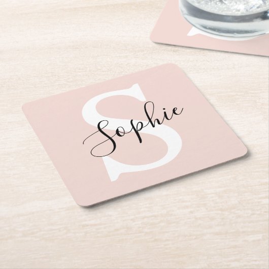 Monogramm Pastell mit Personalisiertem modernen Na Rechteckiger Pappuntersetzer (angewinkelt)