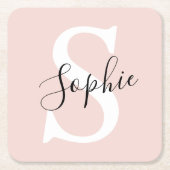 Monogramm Pastell mit Personalisiertem modernen Na Rechteckiger Pappuntersetzer (Vorderseite)