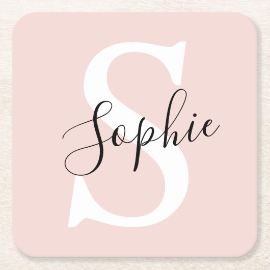Monogramm Pastell mit Personalisiertem modernen Na Rechteckiger Pappuntersetzer (Vorderseite)