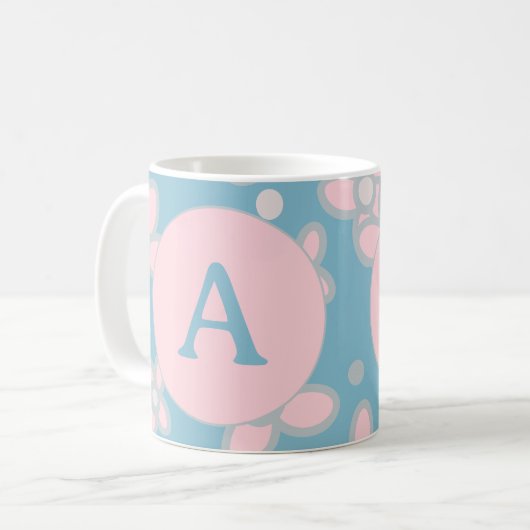Monogramm Pastell Retro Kaffeetasse (Vorderseite Links)