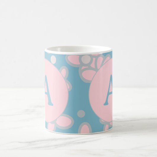 Monogramm Pastell Retro Kaffeetasse (Mittel)