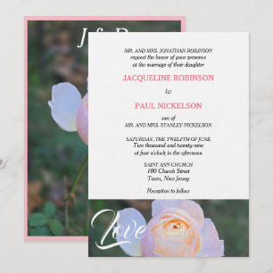 Monogramm Pastell Rosa Liebe Einladung