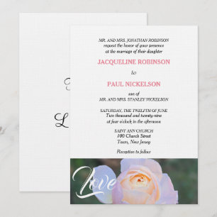 Monogramm Pastell Rosa Rose Gemeinsam in Liebe Einladung