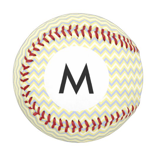 Monogramm Pastell Zickzack Muster Baseball (Vorderseite Links)