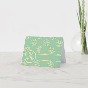 Monogramm Pastellgelbe Wirbel auf weichgrünen grün