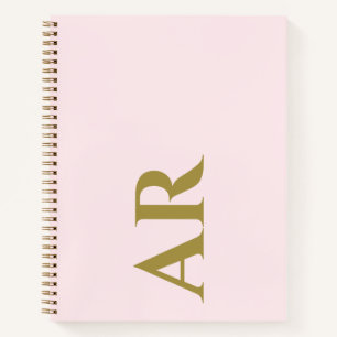Monogramm Pastellrosa Gold Anfangsbuchstaben Minim Notizblock