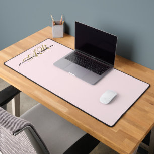 Monogramm Pastellrosa Gold Schwarz Minimalistisch Schreibtischunterlage