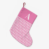Monogramm Pastellrosa Muster Doppelseitig Kleiner Weihnachtsstrumpf (Vorderansicht (hängend))