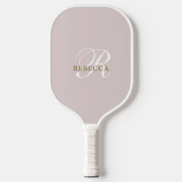 Monogramm Pastellrot Rosa Weißgold Minimalistin Pickleball Schläger