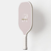 Monogramm Pastellrot Rosa Weißgold Minimalistin Pickleball Schläger (Links)