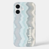Monogramm Pastellwellen Streifen blau aquamarin gr Case-Mate iPhone Hülle (Rückseite)