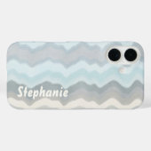 Monogramm Pastellwellen Streifen blau aquamarin gr Case-Mate iPhone Hülle (Rückseite (Horizontal))