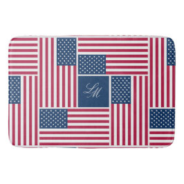 Monogramm patriotische amerikanische Flagge Americ Badematte