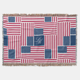 Monogramm patriotische amerikanische Flagge Americ Decke