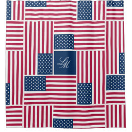 Monogramm patriotische amerikanische Flagge Americ Duschvorhang