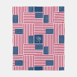 Monogramm patriotische amerikanische Flagge Americ Fleecedecke