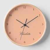 Monogramm Peach Modern Minimalistisch Uhr (Vorderseite)