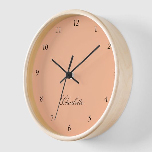 Monogramm Peach Modern Minimalistisch Uhr (Winkel)