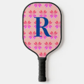 Monogramm Peach Pink Retro Pickleball Schläger (Vorderseite)