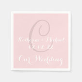 Monogramm Pellrosa Klassisches Hochzeitspapier Nap Serviette (Vorderseite)