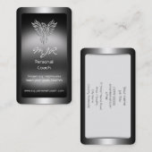 Monogramm, Personal Trainer, Silber-Look Phoenix Visitenkarte (Vorne/Hinten)