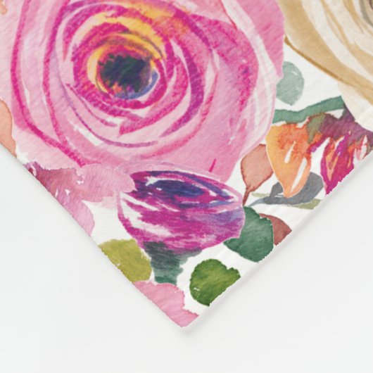 Monogramm | Personalisiere | Aquarell | Floral Fleecedecke (Ecke)