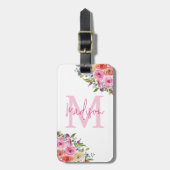 Monogramm | Personalisiere | Aquarell | Floral Gepäckanhänger (Vorderseite vertikal)