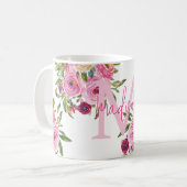 Monogramm | Personalisiere | Aquarell | Floral Kaffeetasse (Vorderseite Links)