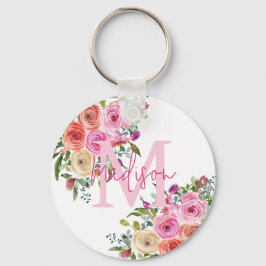 Monogramm | Personalisiere | Aquarell | Floral Schlüsselanhänger