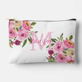 Monogramm | Personalisiere | Aquarell | Floral Zubehörtasche