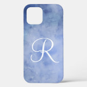 Monogramm personalisieren Blau und Weiß Case-Mate iPhone Hülle (Rückseite)