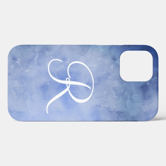 Monogramm personalisieren Blau und Weiß Case-Mate iPhone Hülle (Rückseite (Horizontal))