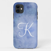 Monogramm personalisieren Blau und Weiß Case-Mate iPhone Hülle (Rückseite)