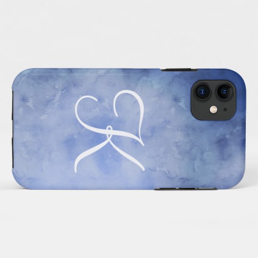 Monogramm personalisieren Blau und Weiß Case-Mate iPhone Hülle (Rückseite (Horizontal))