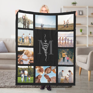 Monogramm Personalisiert 10 FotoCollage Fleecedecke