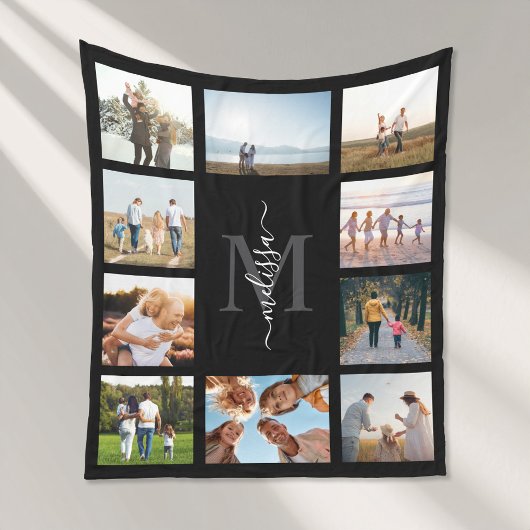 Monogramm Personalisiert 10 FotoCollage Fleecedecke