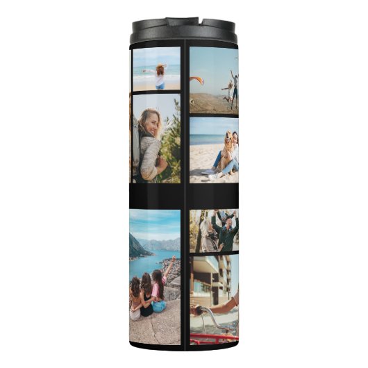 Monogramm Personalisiert 12 FotoCollage Thermosbecher (Rückseite)