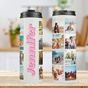 Monogramm Personalisiert 16 FotoCollage Thermosbecher