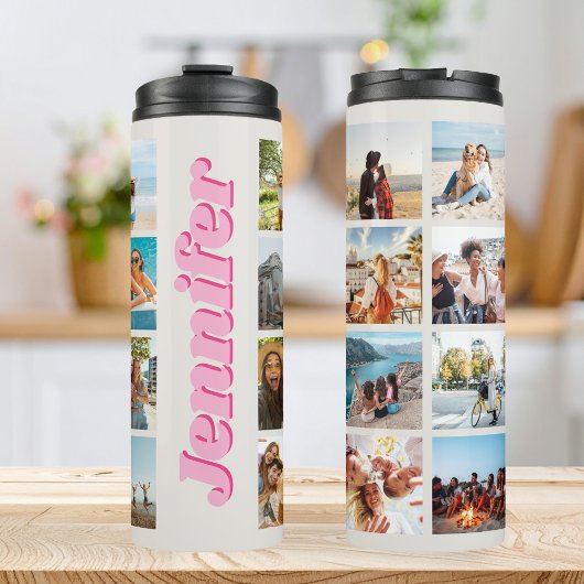 Monogramm Personalisiert 16 FotoCollage Thermosbecher