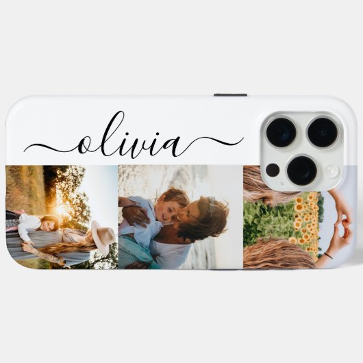 Monogramm Personalisiert 3 FotoCollage Case-Mate iPhone Hülle (Rückseite (Horizontal))
