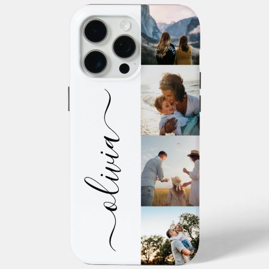 Monogramm Personalisiert 4 FotoCollage Case-Mate iPhone Hülle (Rückseite)