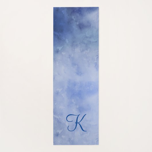 Monogramm Personalisiert Blau und Weiß Yogamatte (Rückseite)