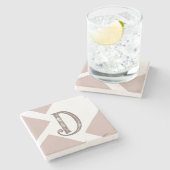 Monogramm personalisiert braun, neutral geometrisc steinuntersetzer (Seitenansicht)