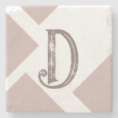 Monogramm personalisiert braun, neutral geometrisc steinuntersetzer (Vorderseite)
