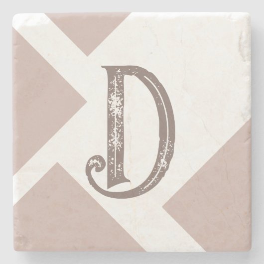 Monogramm personalisiert braun, neutral geometrisc steinuntersetzer (Vorderseite)