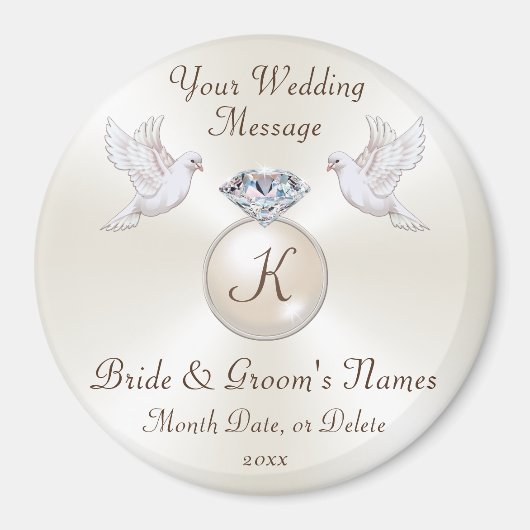 Monogramm Personalisiert, Gastgeschenke Hochzeiten Magnet (Vorne)