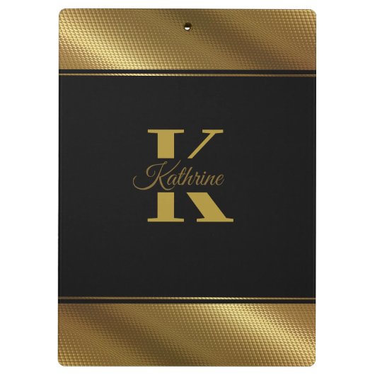 Monogramm personalisiert goldfarben klemmbrett (Rückseite)