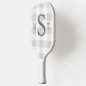 Monogramm Personalisiert Graues Kariertes Pickleba Pickleball Schläger (Links)