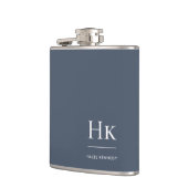 Monogramm personalisiert klassisch navyblau weiß flachmann (Links)